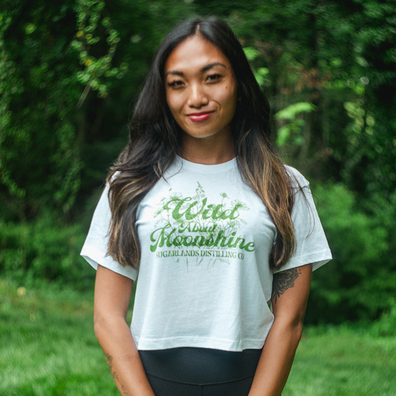 Women's Wild About Moonshine Crop Tee - White