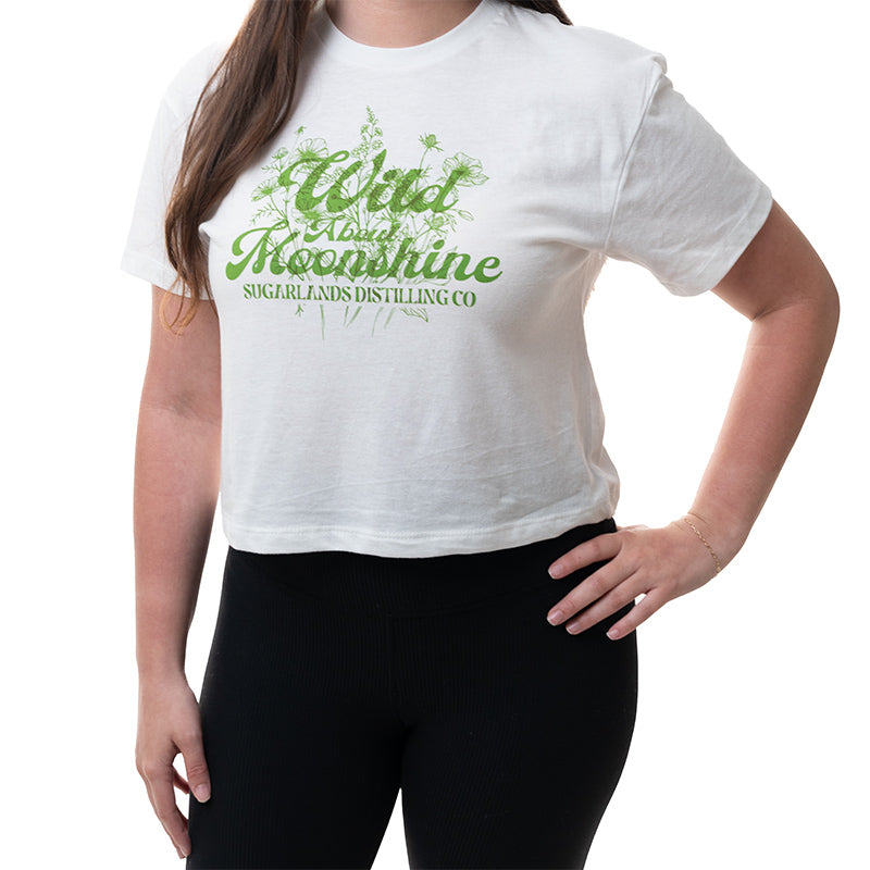 Women's Wild About Moonshine Crop Tee - White
