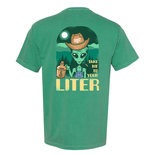 Take Me to Your Liter Pocket Tee - Grass Green