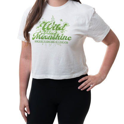 Women's Wild About Moonshine Crop Tee - White