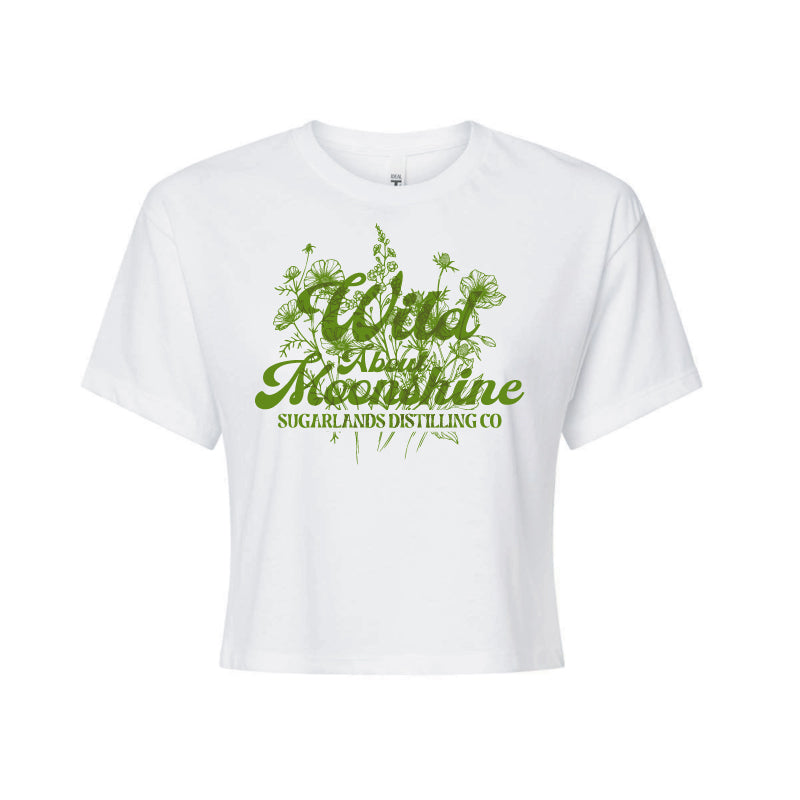 Women's Wild About Moonshine Crop Tee - White