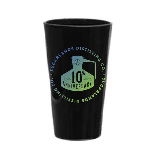 16oz 10th Anniversary Pint Glass - Black with Blue/Green Design