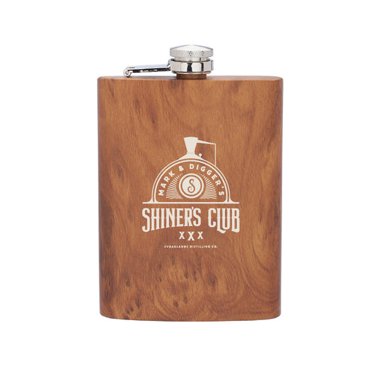 Shiner's Club 8oz Hip Flask - Woodgrain